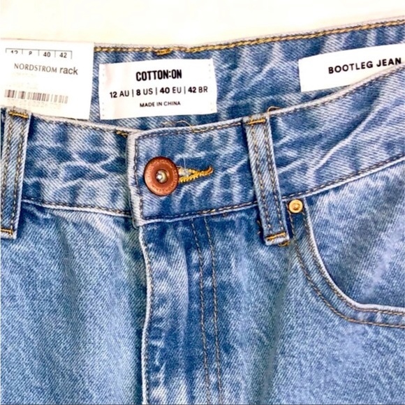 Cotton On Light Blue Wash 100% Cotton Vintage High Waisted Flare BootLeg Size 8 - Picture 11 of 13